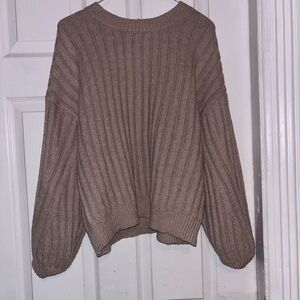 Francesca's Collections Taupe Ribbed Sweater